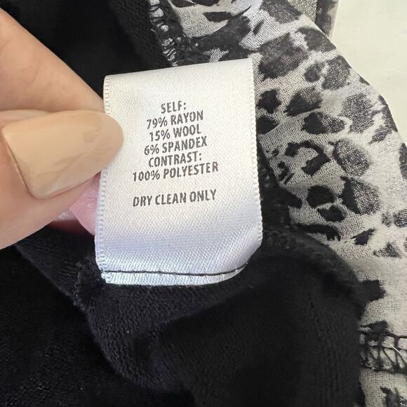 Bailey 44 Mixed Media Twofer Top Black Womens XS Leopard - Picture 5 of 10